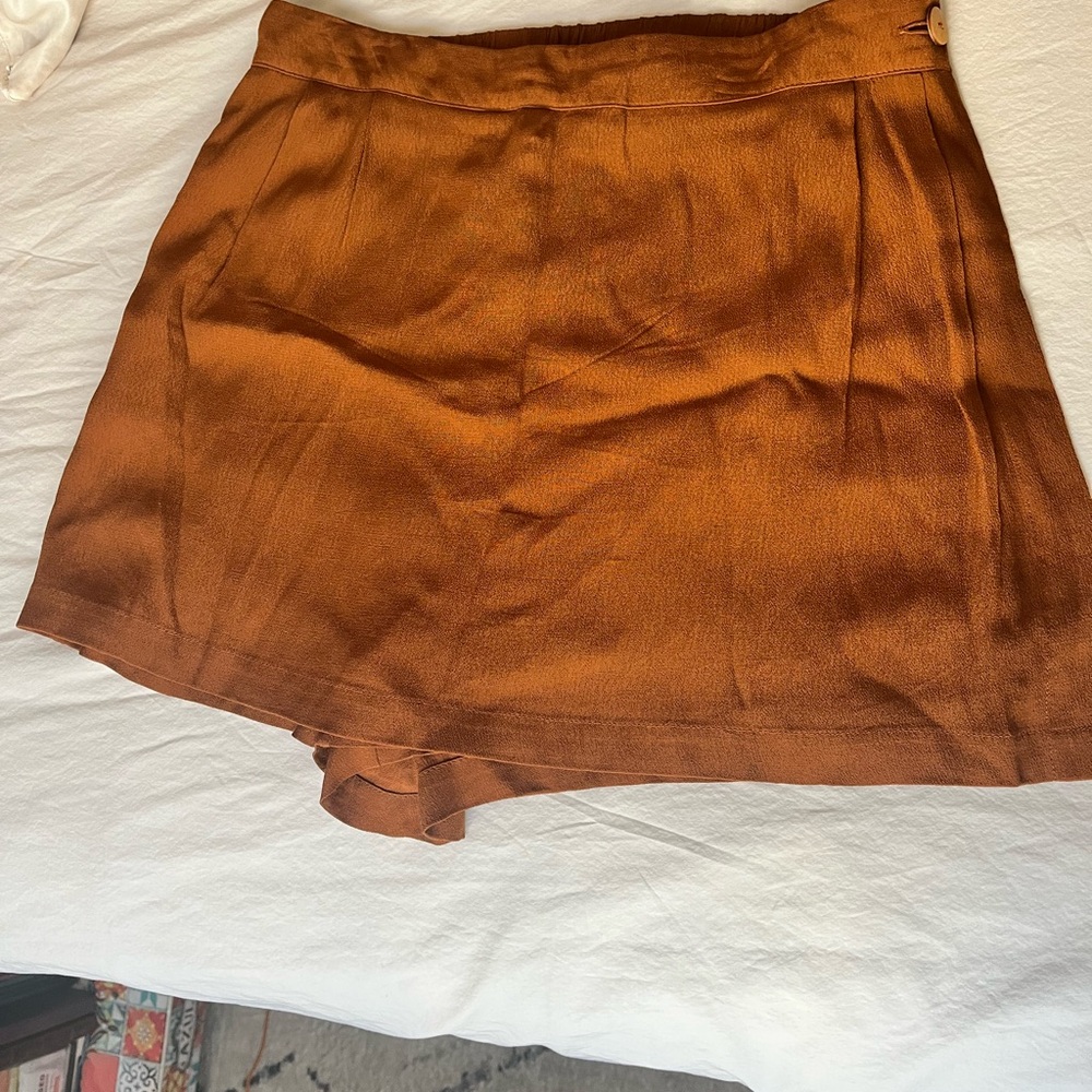 buttons Burnt Orange Wrap Skort
